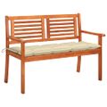 vidaXL 2-miestna záhradná lavica s vankúšom 120 cm eukalyptový masív