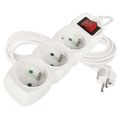 Predlžovací kábel 3 m / 3 zásuvky / s vypínačom / biely / PVC / 1,5 mm2