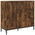 vidaXL Servírovacia skriňa Dymová dub 89,5 x 33 x 82 cm