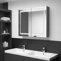 vidaXL LED kúpeľňová zrkadlová skrinka sivá 80x12x68 cm