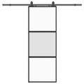 vidaXL Posuvné dvere s kovaním čierne 76x205 cm tvrdené sklo