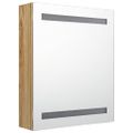 vidaXL LED kúpeľňová zrkadlová skrinka dubová 50x14x60 cm