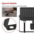 LED reflektor GLARO s pohybovým čidlom, 20 W, čierny, IP54, 2000 lm, neutrálna biela