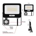 LED reflektor GLARO s pohybovým čidlom, 30 W, čierny, IP54, 3000 lm, neutrálna biela