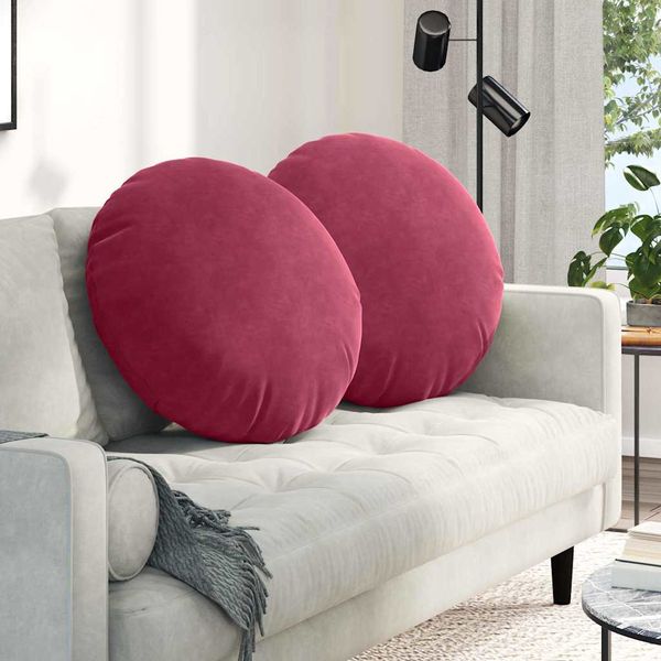 vidaXL Vankúše na sedenie 2 pcs Víno červené Ø60 x 21 cm Zamat