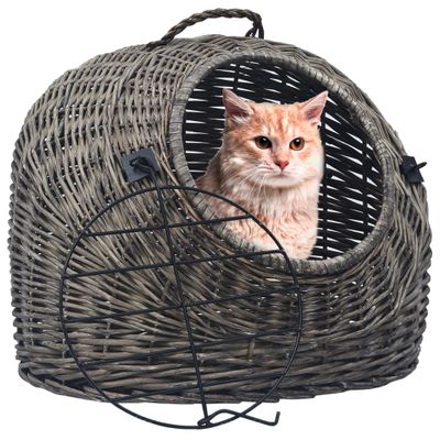 vidaXL Prepravka pre mačku sivá 45x35x35 cm prírodná vŕba