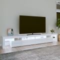 vidaXL TV skrinka s LED svetlami lesklá biela 260x36,5x40 cm