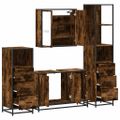 vidaXL 4-dielna sada kúpeľňového nábytku dymový dub spracované drevo