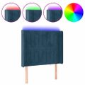 vidaXL Čelo postele s LED tmavomodré 103x16x118/128 cm zamat