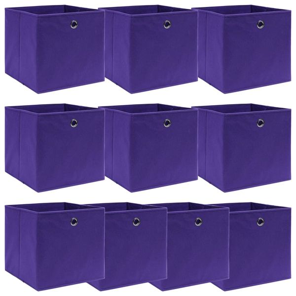vidaXL Úložné boxy 10 ks, fialové 32x32x32 cm, látka