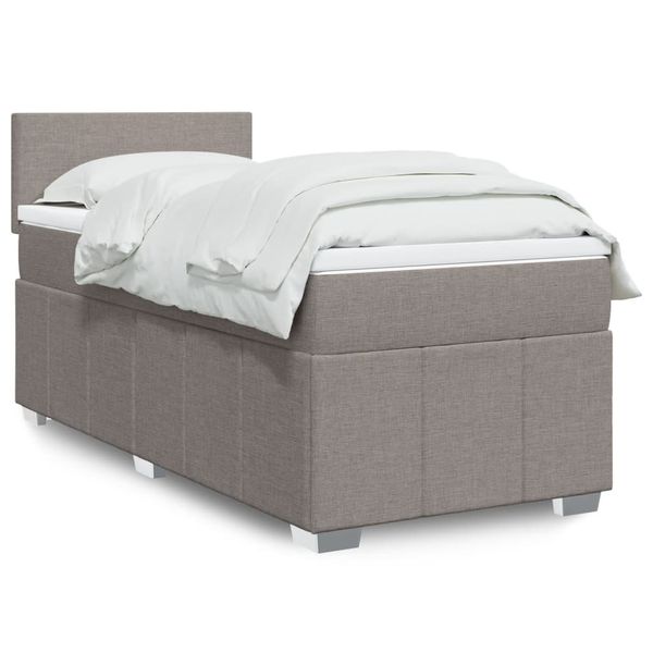 vidaXL Posteľný rám boxsping s matracom sivohnedý 90x200 cm látka