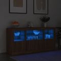vidaXL Komoda s LED svetlami hnedý dub 142,5x37x67 cm