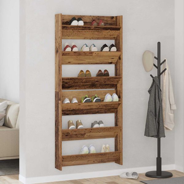 vidaXL Skriňa na topánky s poličkou 2 pcs Staré drevo 84 x 18 x 90 cm