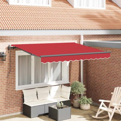 vidaXL Sklopná markíza Červená 350 x 200 cm látka