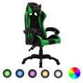 vidaXL Herná stolička s RGB LED svetlami zeleno-čierna umelá koža