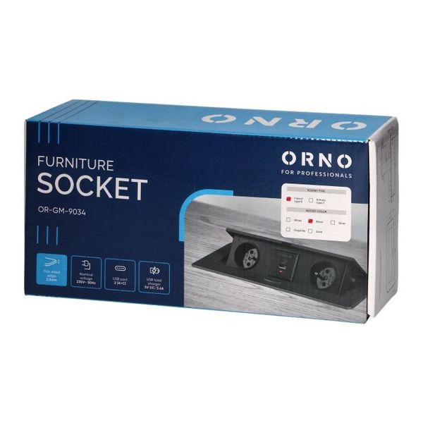 Výklopný blok zapustený ORNO OR-GM-9034/B, 2x 230V, 1x USB-A, 1x USB-C, čierna Výklopný blok zapuštěný ORNO OR-GM-9034/B, 2x 230V, 1x USB-A, 1x USB-C, čierna