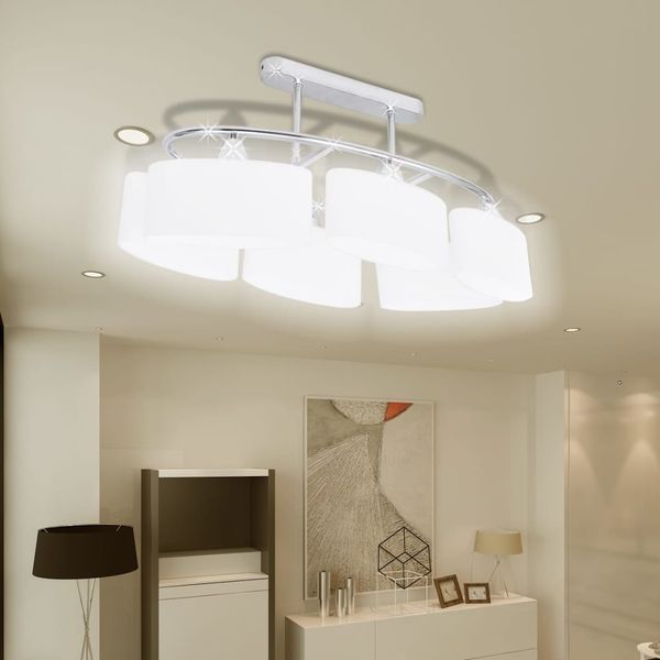vidaXL Stropná lampa s elipsovými sklenenými tienidlami na 4 ks E14