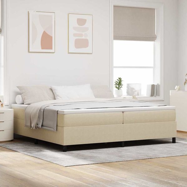 vidaXL Posteľ s pružinovým rámom Svetlo šedá a biela 200 x 200 cm
