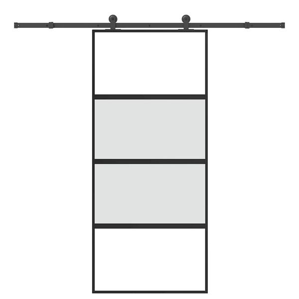 vidaXL Posuvné dvere s kovaním tvrdené sklo a hliník úzke 90x205 cm