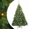 vidaXL Umelý vianočný stromček s 300 LED-i Zelená 180 cm PE a PVC