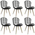 vidaXL Jedálenské stoličky 6 ks, čierne, prírodný ratan