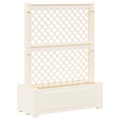 vidaXL Veľký kvetináč s trelliskom Biela 99,5 x 43 x 133,5 PP