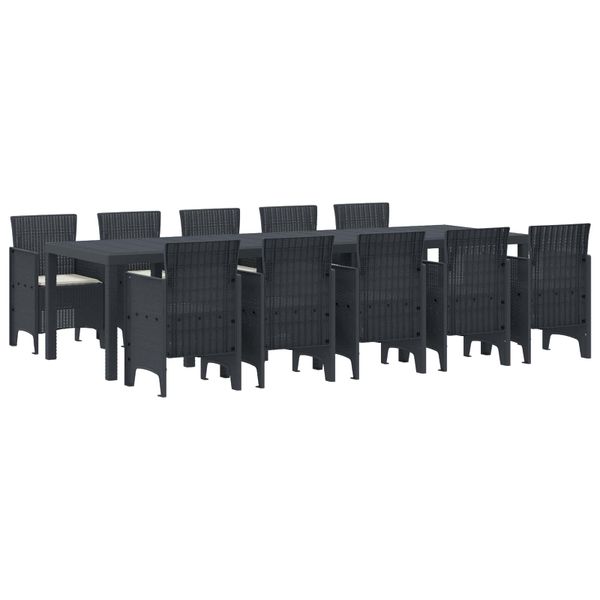 vidaXL Záhradný jedálenský set s vankúšom 11 pcs Antracit a krémová