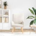 vidaXL kreslo Krémová 63 x 67 x 94 cm Tkanina z ovčej vlny a plywood