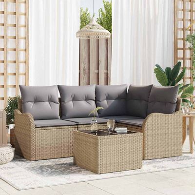 vidaXL Súprava záhradných pohoviek s úložiskom 5 pcs Čierna polyratan
