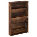 vidaXL Botník so zrkadlom 3-poschodový dymový dub 63x17x102,5 cm