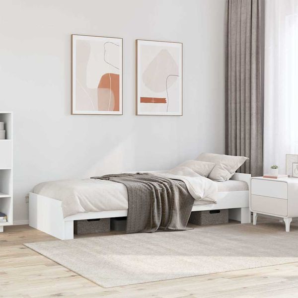 vidaXL Posteľný rám biely 90x190 cm kompozitné masív