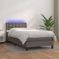 vidaXL Boxspring posteľ s matracom a LED sivá 80x200 cm umelá koža