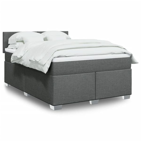 vidaXL Boxspring posteľ s matracom tmavosivá 140x200 cm látka