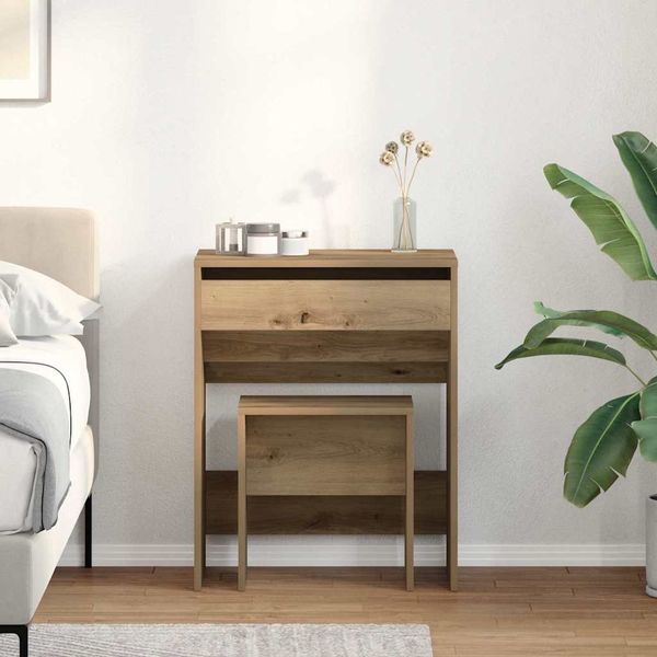 vidaXL Toaletný stolík dub artisan 60 x 40 x 75 cm Kompozitné drevo