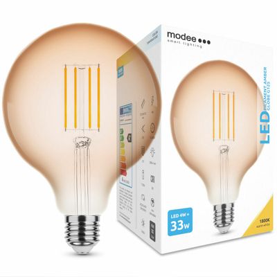 Modee LED Filament Amber Globe G125 4W E27 360 lm, teplá biela (ML-G125FA1800K4WE27)