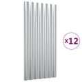 vidaXL Strešné panely 12 ks pozinkovaná oceľ strieborné 80x36 cm