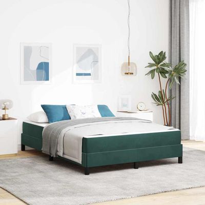 vidaXL Posteľ s pružinovým rámom Tmavozelená 160 x 200 cm látka
