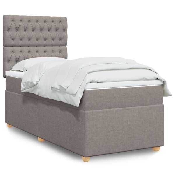 vidaXL Posteľný rám boxsping s matracom sivohnedý 80x200 cm látka