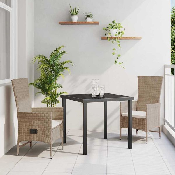 vidaXL Záhradný jedálenský set s vankúšom 3 pcs Béžová polyratan