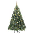 vidaXL Umelý vianočný stromček s 300 LED-i Zelená 180 cm PE a PVC