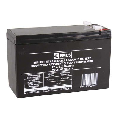 Baterie olověná  12V /  7,2Ah  EMOS bezúdržbový akumulátor faston 6,3 mm
