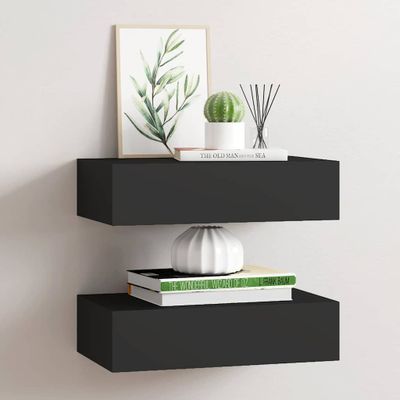 vidaXL Zásuvkové police nástenné 2 ks čierne 40x23,5x10 cm MDF