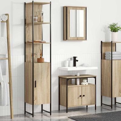vidaXL Sada kúpeľňového nábytku 3 pcs Sonoma dub Kompozitné drevo
