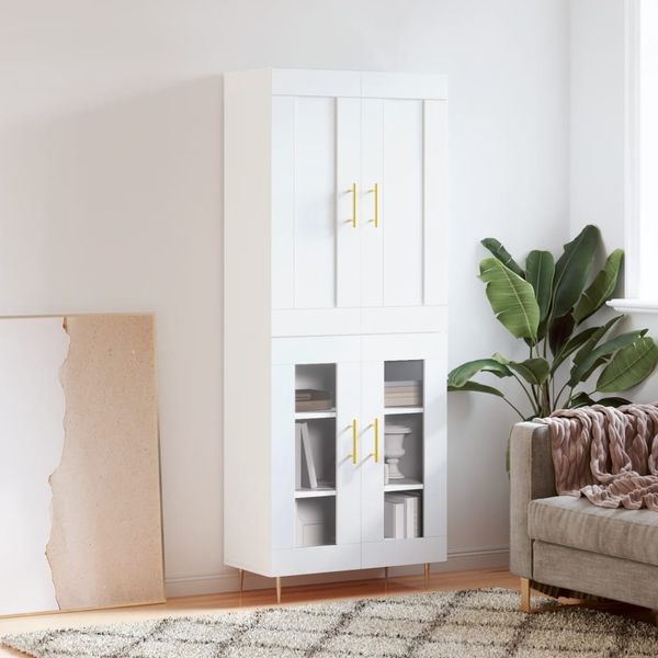 vidaXL Vysoká skrinka biela 69,5x34x180 cm spracované drevo
