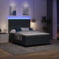vidaXL LED box s pružinami Tmavo šedá a biela 140 x 190 cm
