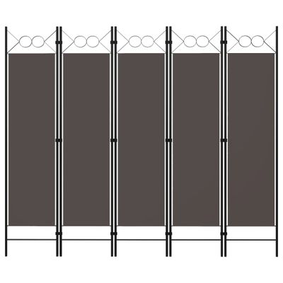 vidaXL Paraván s 5 panelmi, antracitový 200x180 cm