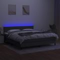 vidaXL Posteľ boxsping s matracom a LED tmavosivá 160x200 cm látka