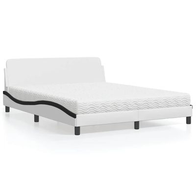 vidaXL Posteľ s matracom Dover bielo-čierna 160x200 cm umelá koža