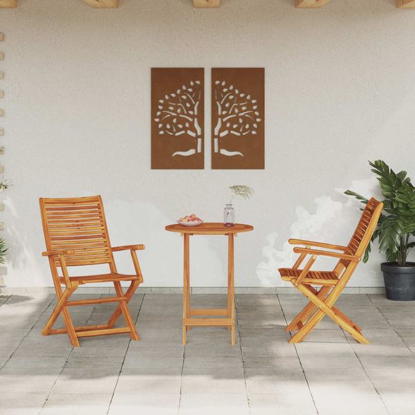 vidaXL Skladacia bistro súprava 3 pcs Hnedá Pevné akáciové drevo