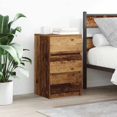 vidaXL Nočné skrinky s 3 zásuvkami 2 ks staré drevo 39x35x65 cm